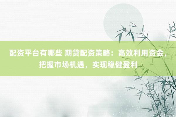 配资平台有哪些 期贷配资策略：高效利用资金，把握市场机遇，实现稳健盈利