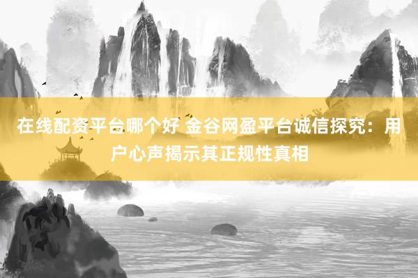在线配资平台哪个好 金谷网盈平台诚信探究：用户心声揭示其正规性真相
