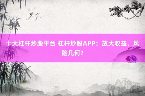 十大杠杆炒股平台 杠杆炒股APP：放大收益，风险几何？