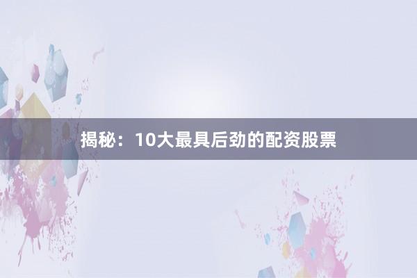 揭秘：10大最具后劲的配资股票