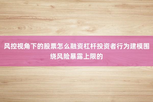 风控视角下的股票怎么融资杠杆投资者行为建模围绕风险暴露上限的