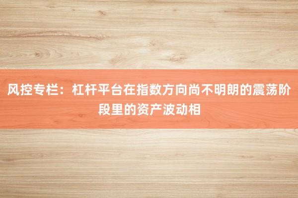 风控专栏：杠杆平台在指数方向尚不明朗的震荡阶段里的资产波动相