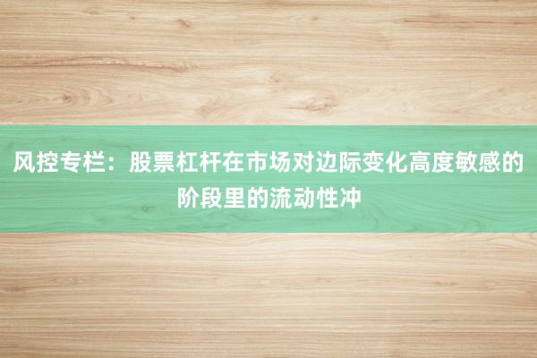 风控专栏：股票杠杆在市场对边际变化高度敏感的阶段里的流动性冲