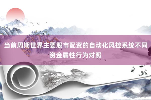 当前周期世界主要股市配资的自动化风控系统不同资金属性行为对照