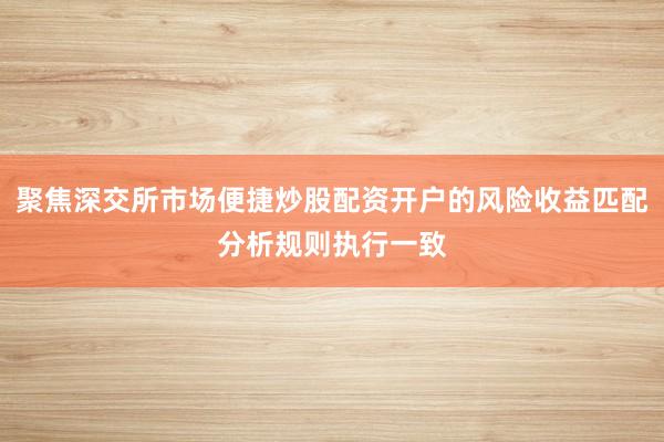 聚焦深交所市场便捷炒股配资开户的风险收益匹配分析规则执行一致