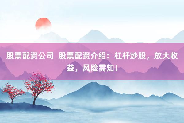 股票配资公司  股票配资介绍：杠杆炒股，放大收益，风险需知！